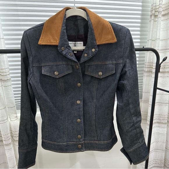 Designer Jean Jacket with Ultra Suede Collar - Picture 1 of 16